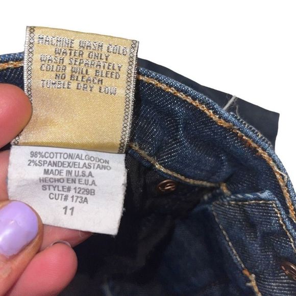 Plastic by Gly Distressed Collin Flap Mid-Rise Boot Cut Denim Jeans Size 11 - Picture 5 of 8